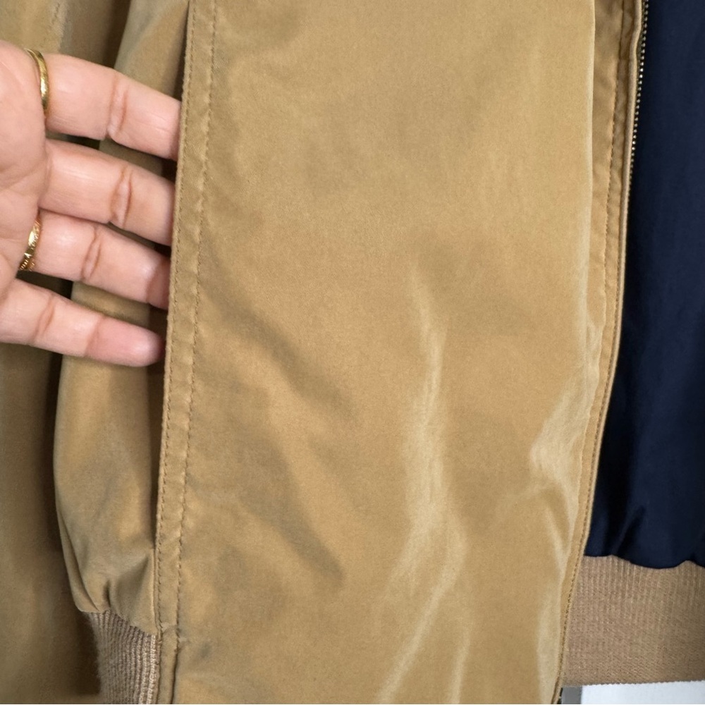 Facconable Men’s Water Resistant Bomber Jacket Tan Color Cotton Wool Blend Small - Picture 10 of 16